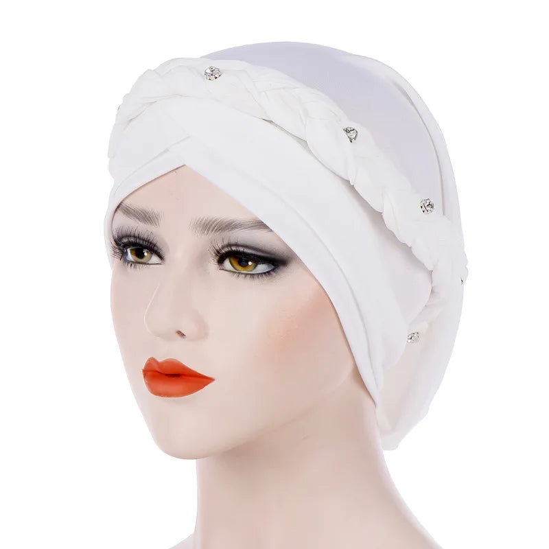 Braid Islamic Milk Silk Polyester Prayer Hats Wraps Hijab Caps Women Muslim Cap Islamic Hijab Turban