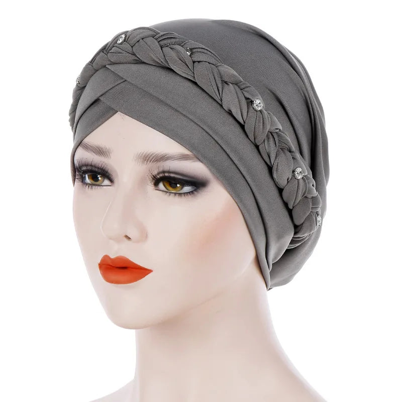 Braid Islamic Milk Silk Polyester Prayer Hats Wraps Hijab Caps Women Muslim Cap Islamic Hijab Turban