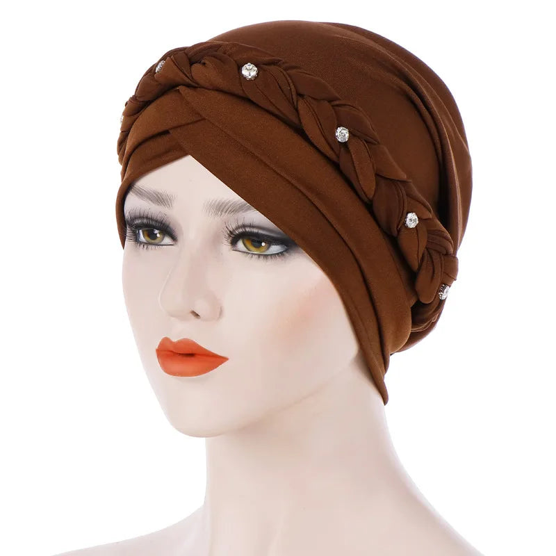 Braid Islamic Milk Silk Polyester Prayer Hats Wraps Hijab Caps Women Muslim Cap Islamic Hijab Turban
