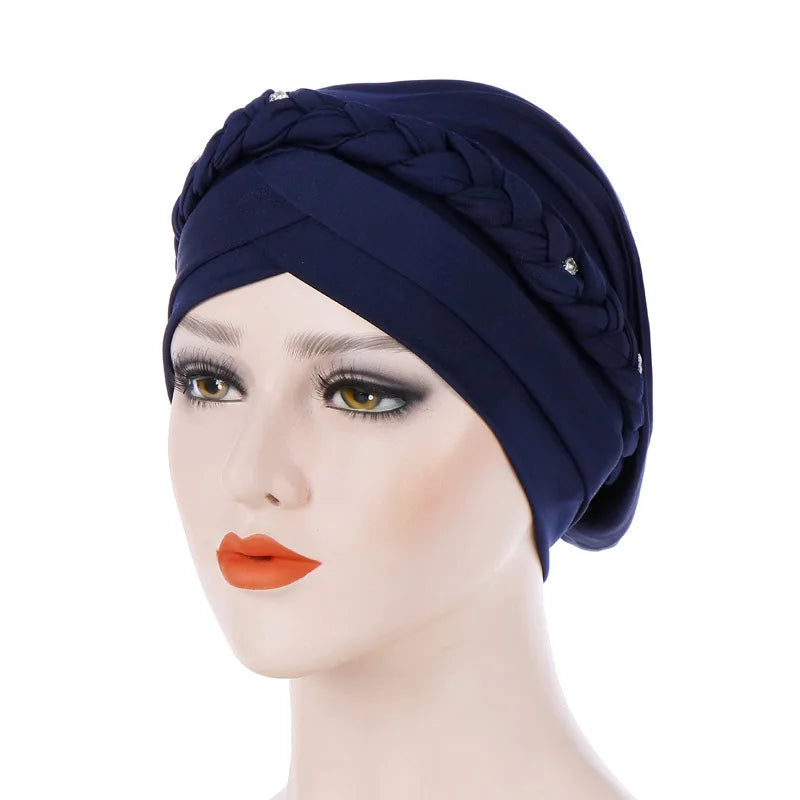 Braid Islamic Milk Silk Polyester Prayer Hats Wraps Hijab Caps Women Muslim Cap Islamic Hijab Turban