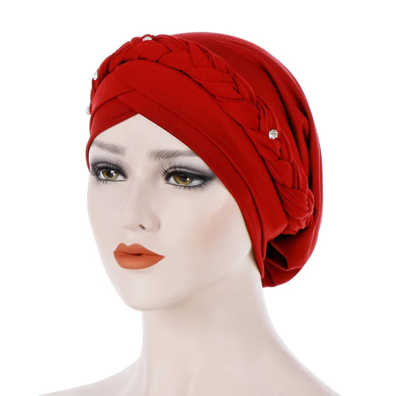 Braid Islamic Milk Silk Polyester Prayer Hats Wraps Hijab Caps Women Muslim Cap Islamic Hijab Turban