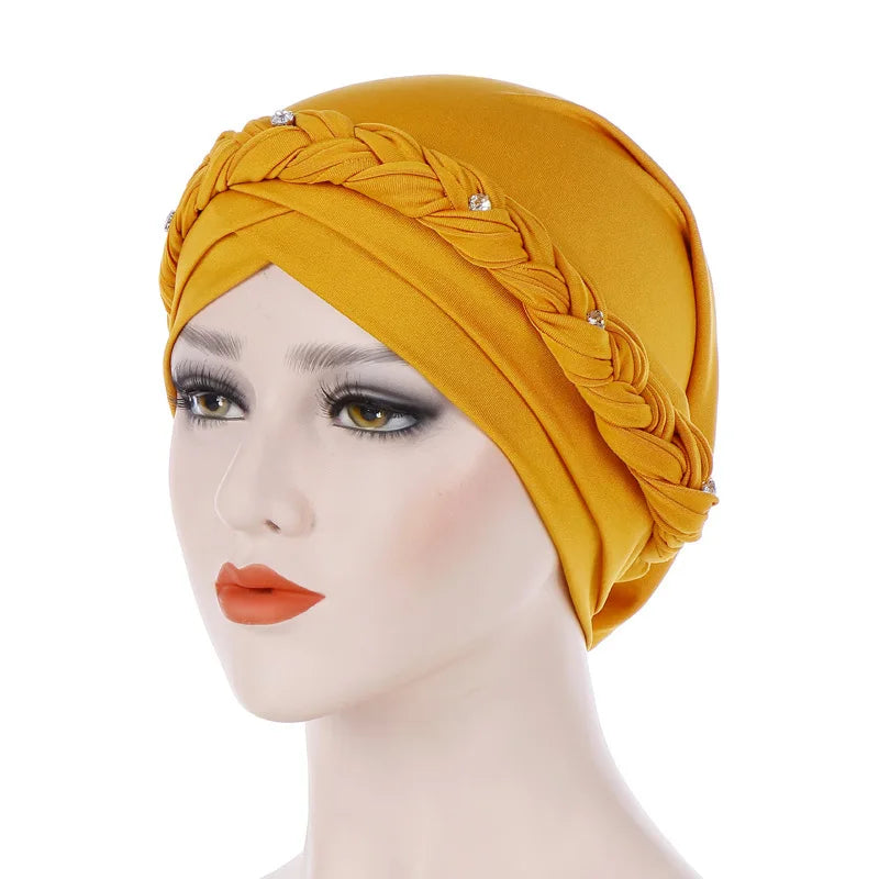Braid Islamic Milk Silk Polyester Prayer Hats Wraps Hijab Caps Women Muslim Cap Islamic Hijab Turban