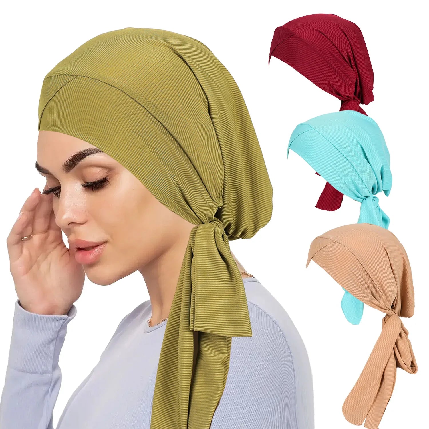 Adjustable Long Tail Scarf Hat New Style Threaded Unisex Headwear Fashionable All-Match Sun Hat for Men Women And Children
