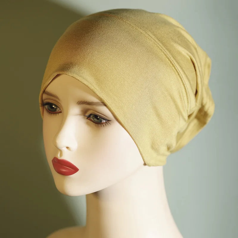 Fashion Women Inner Hijab Tube Muslim Cap Bonnet Plain Islamic Underscarf Bamboo Jersey Undercaps Female Turban Bonnet Round