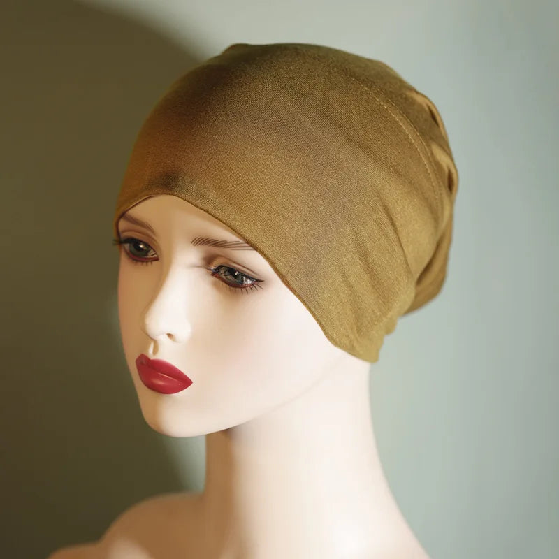 Fashion Women Inner Hijab Tube Muslim Cap Bonnet Plain Islamic Underscarf Bamboo Jersey Undercaps Female Turban Bonnet Round