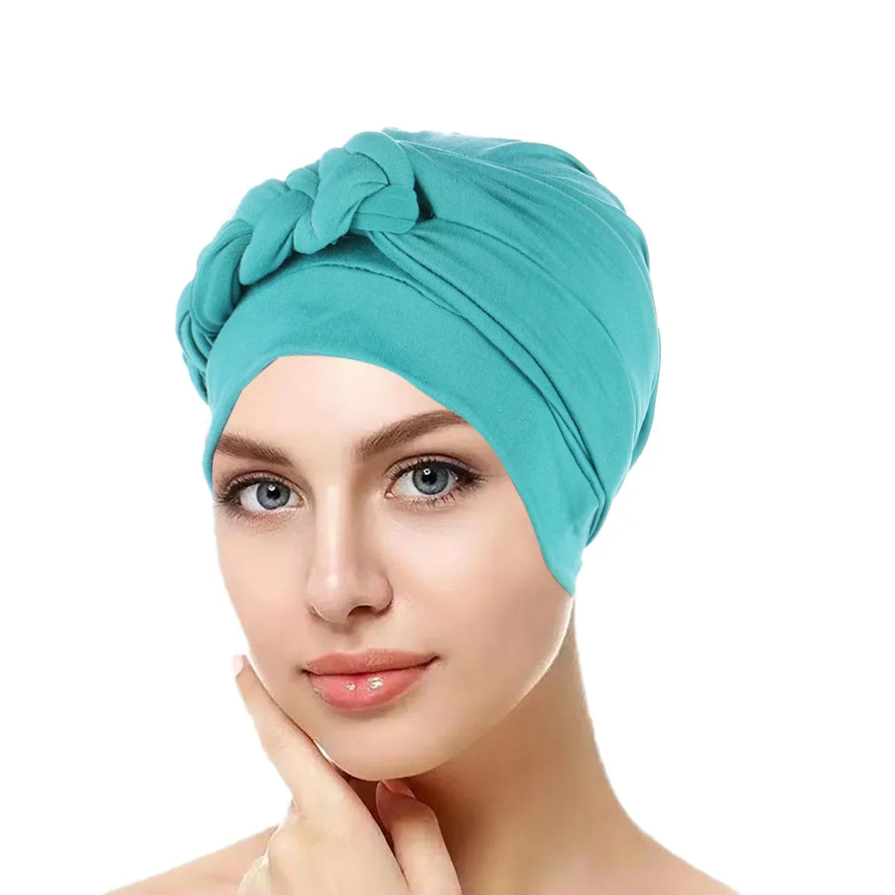 Solid Color Braid Muslim Hijab Caps Ramadan Women Wrap Head Soft Elastic Ladies Fashion Indian Turban Bonnet