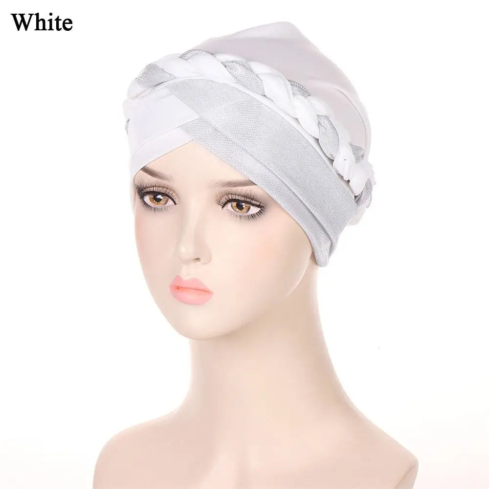 Lady Islamic Headwear Braid Head Wrap Chemo Cap Turban Hat Sleep Cap Cancer Hat