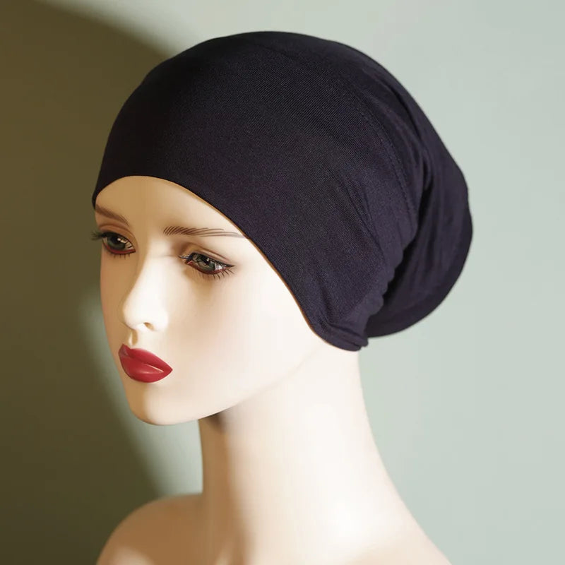 Fashion Women Inner Hijab Tube Muslim Cap Bonnet Plain Islamic Underscarf Bamboo Jersey Undercaps Female Turban Bonnet Round