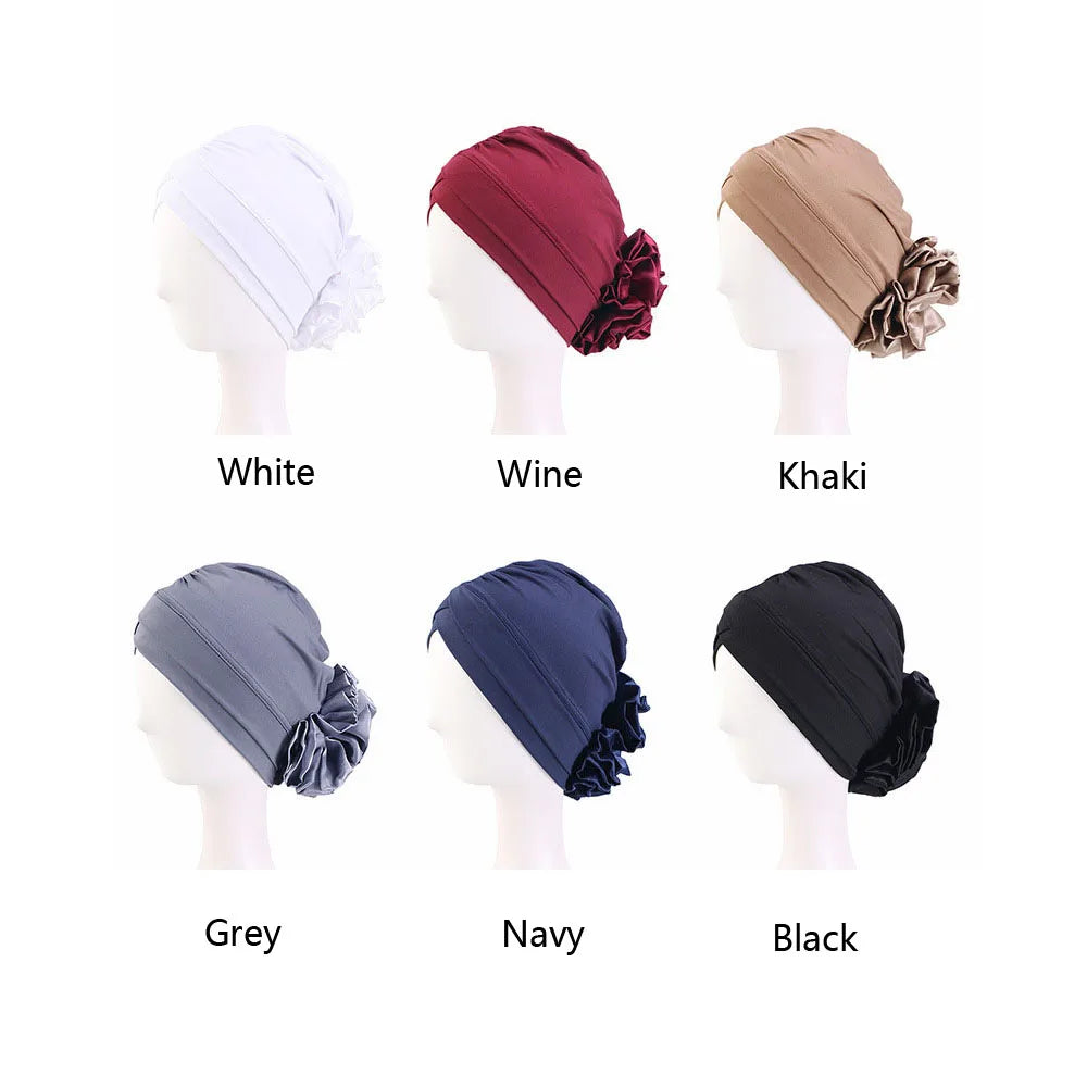 New Women Elastic Turban Inner Hat Islamic Flower Cross Beanie Head Wrap Hijab Caps Chemo Bandana Bonnet Muslim Scarf Headcover