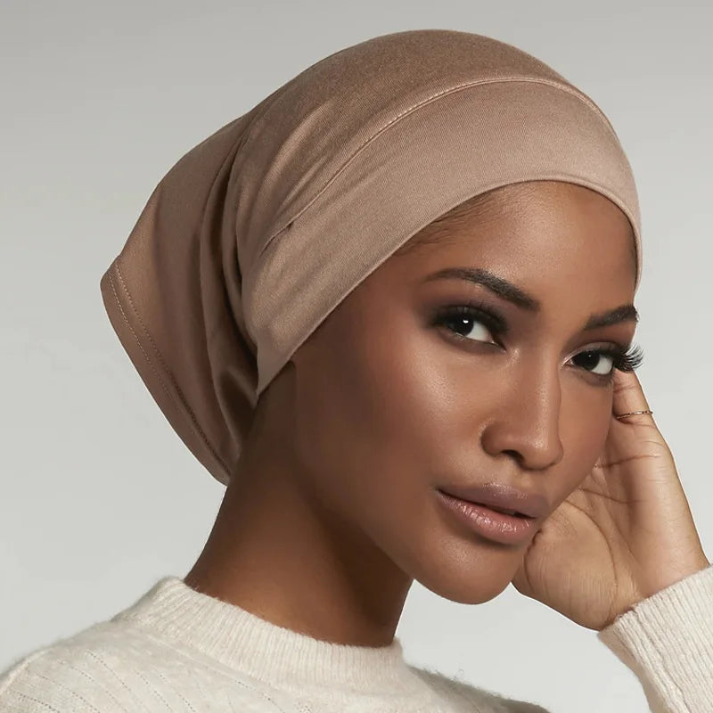 Fashion Women Inner Hijab Tube Muslim Cap Bonnet Plain Islamic Underscarf Bamboo Jersey Undercaps Female Turban Bonnet Round