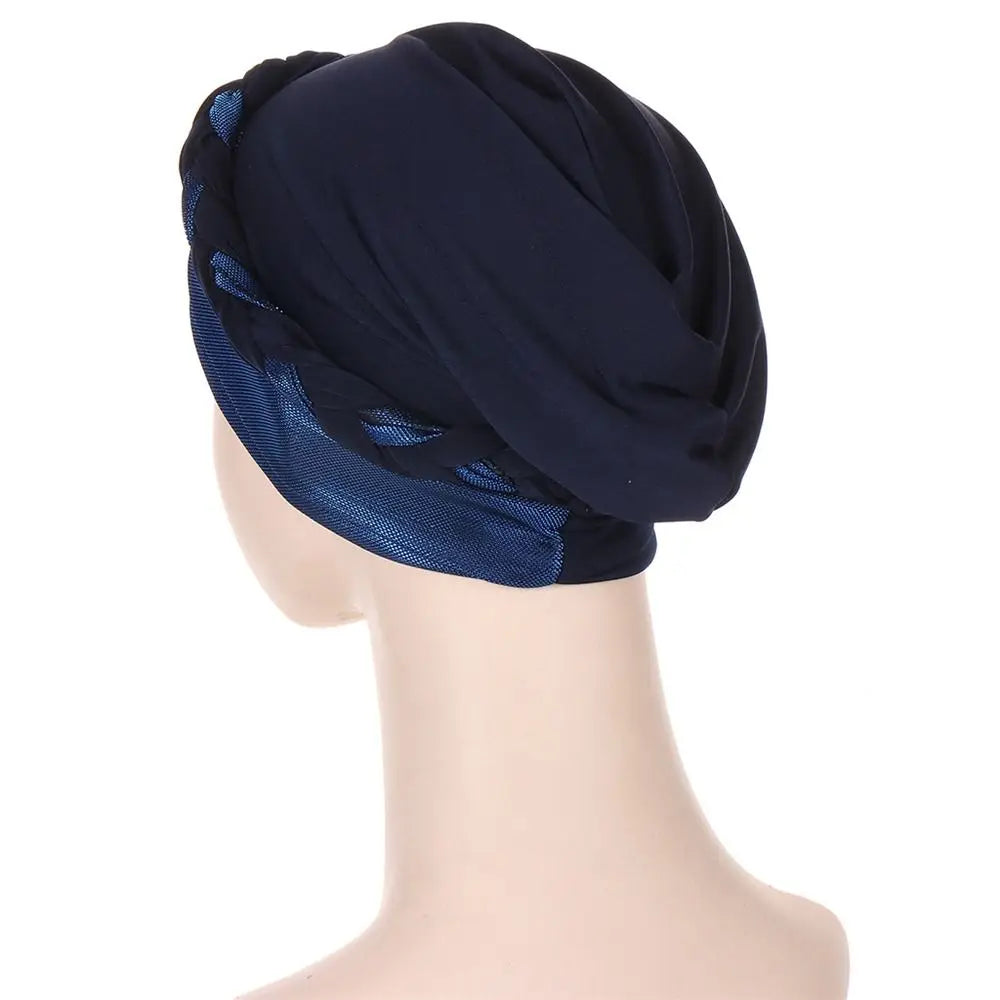 Lady Islamic Headwear Braid Head Wrap Chemo Cap Turban Hat Sleep Cap Cancer Hat