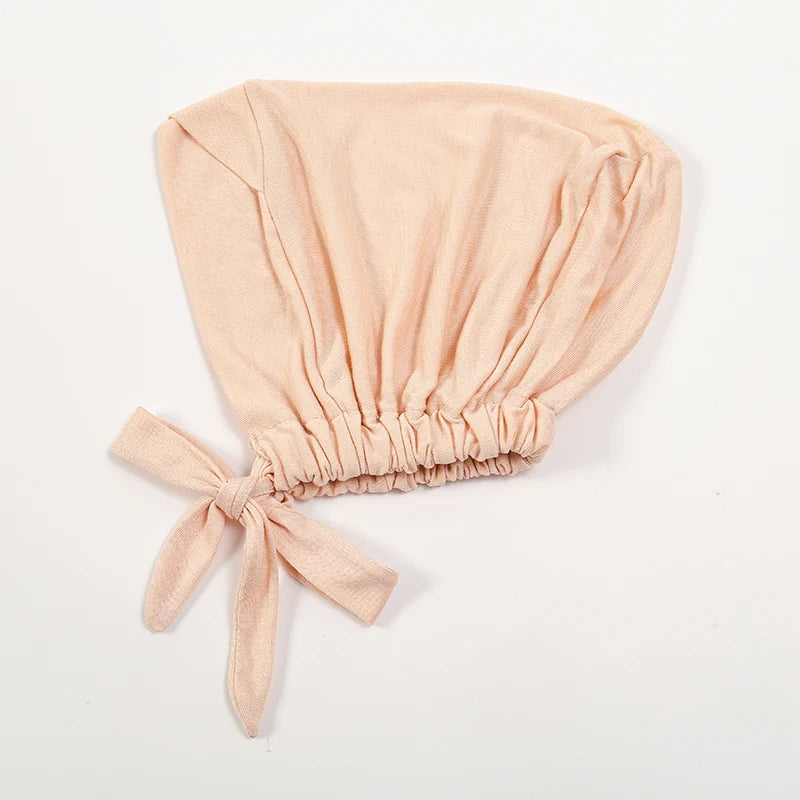 Fashion Cotton Jersey Forehead Cross Inner Hijab Cap Underscarf Tie Back Adjustable Muslim Under Scarf Women Inner Hijab Band