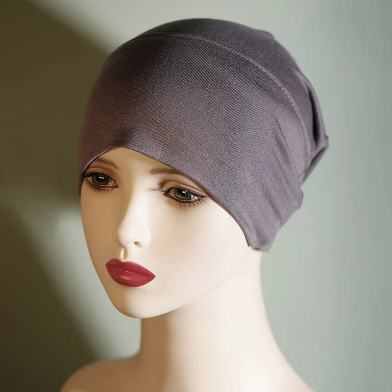 Fashion Women Inner Hijab Tube Muslim Cap Bonnet Plain Islamic Underscarf Bamboo Jersey Undercaps Female Turban Bonnet Round