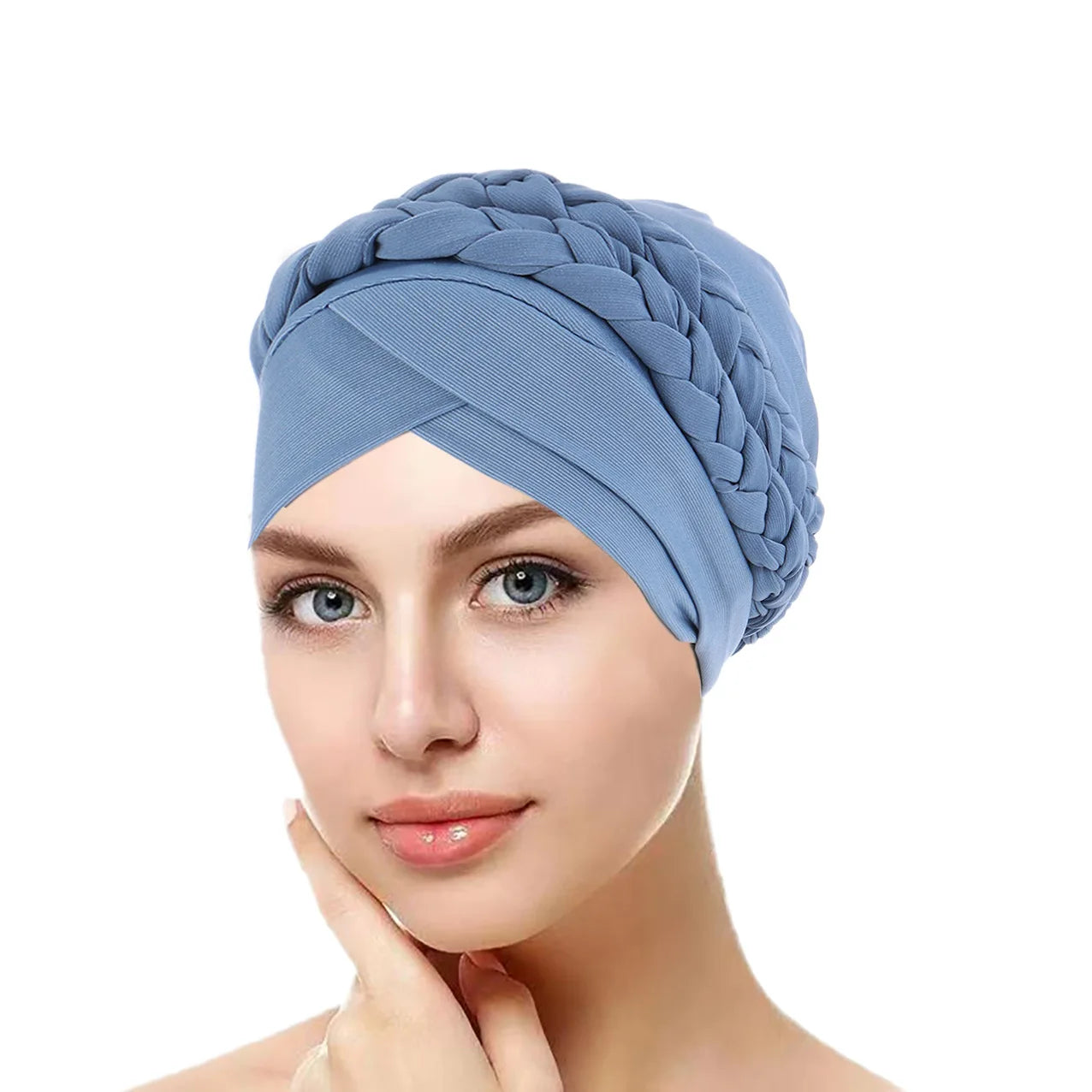 New European and American Spring and Autumn Muslim Baotou Hat Two Milk Silk Monochrome Braid Headscarf Hat