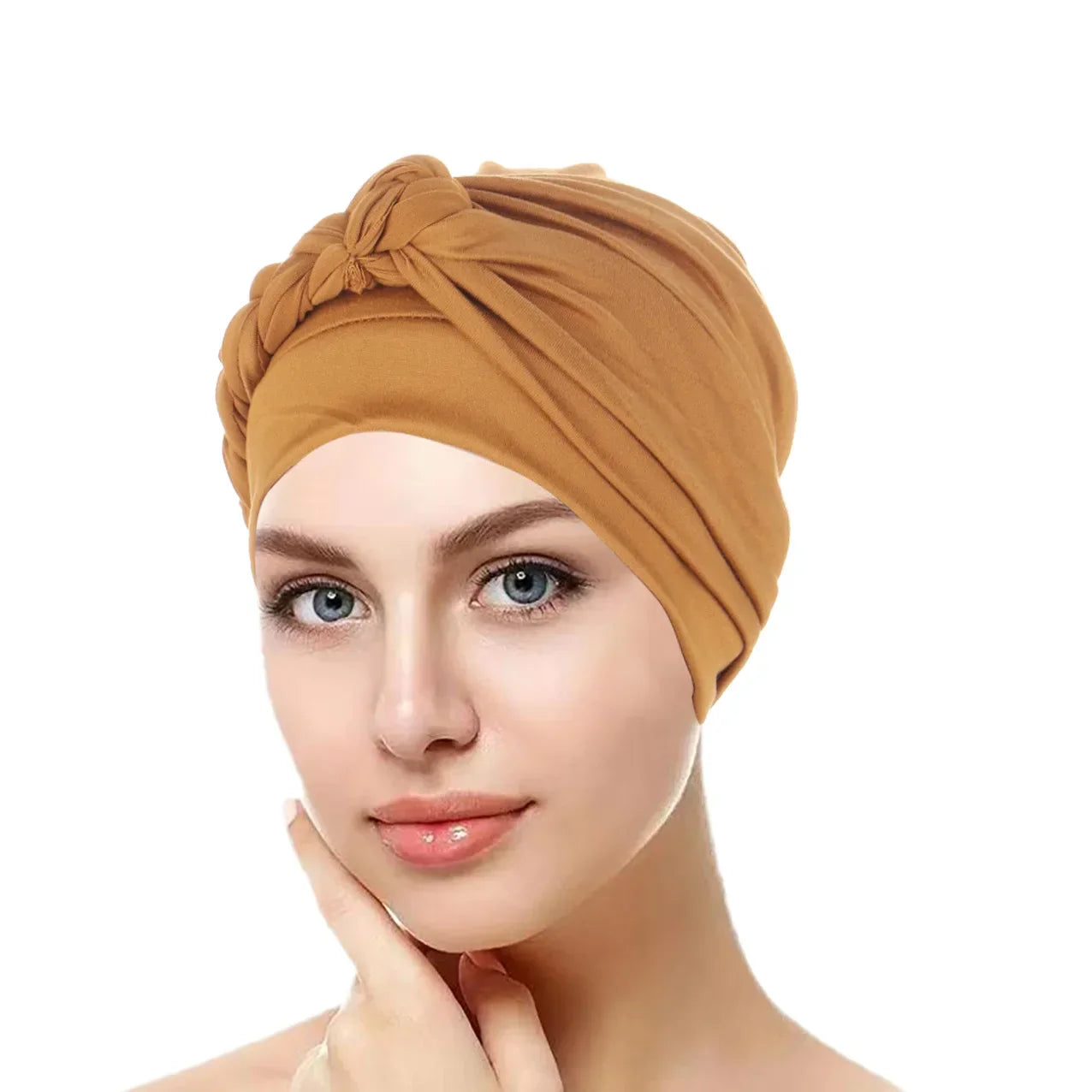 Solid Color Braid Muslim Hijab Caps Ramadan Women Wrap Head Soft Elastic Ladies Fashion Indian Turban Bonnet