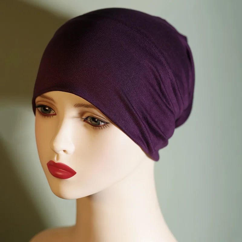 Fashion Women Inner Hijab Tube Muslim Cap Bonnet Plain Islamic Underscarf Bamboo Jersey Undercaps Female Turban Bonnet Round