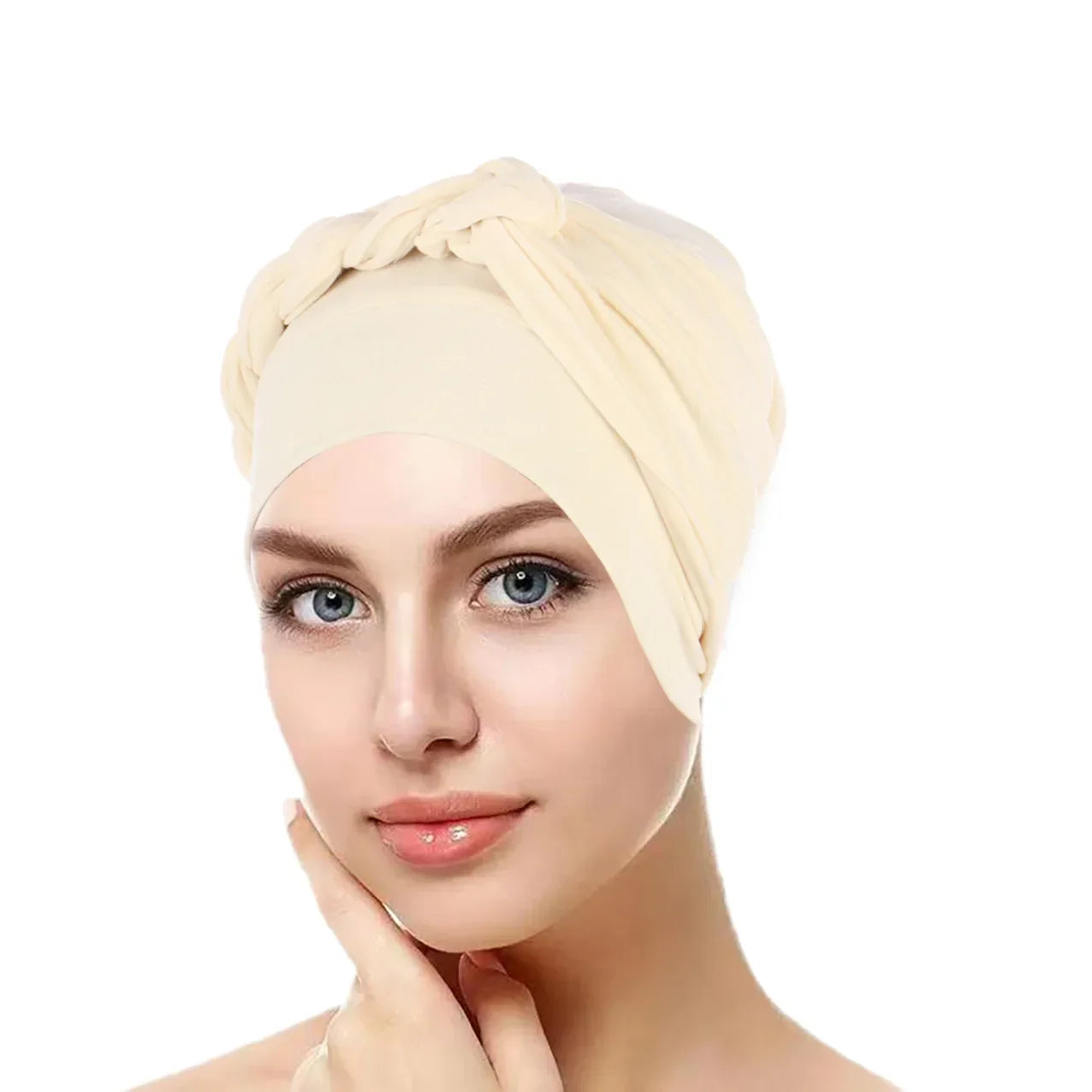 Solid Color Braid Muslim Hijab Caps Ramadan Women Wrap Head Soft Elastic Ladies Fashion Indian Turban Bonnet