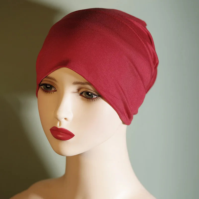Fashion Women Inner Hijab Tube Muslim Cap Bonnet Plain Islamic Underscarf Bamboo Jersey Undercaps Female Turban Bonnet Round