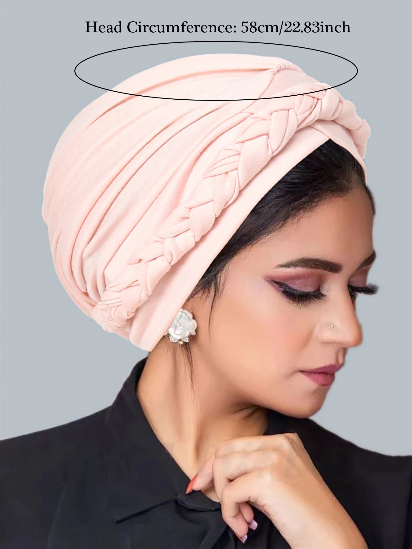 Solid Color Braid Muslim Hijab Caps Crossed Forehead Women Wrap Head Soft Elastic Fashion Indian Turban Bonnet