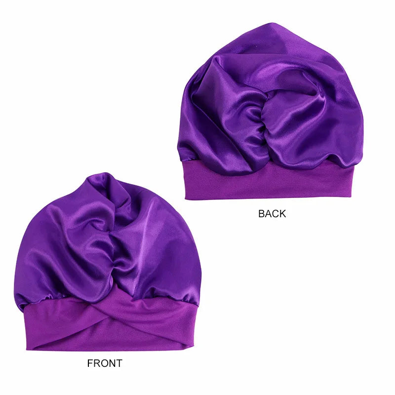 New Women Satin Bonnet Wide Stretch Band Hair Care Comfortable Lady Night Sleep Hat Adjust Hair Styling Cap Head Wrap