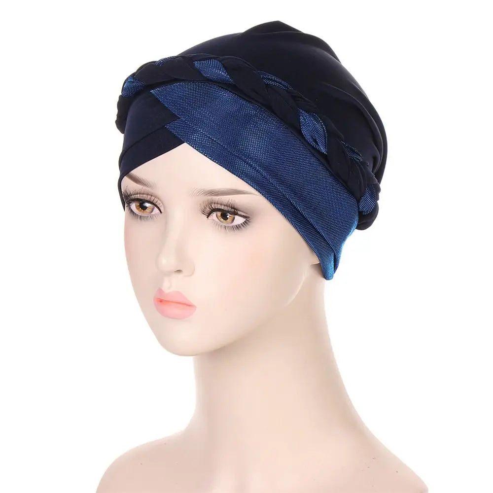 Lady Islamic Headwear Braid Head Wrap Chemo Cap Turban Hat Sleep Cap Cancer Hat