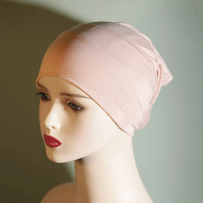 Fashion Women Inner Hijab Tube Muslim Cap Bonnet Plain Islamic Underscarf Bamboo Jersey Undercaps Female Turban Bonnet Round