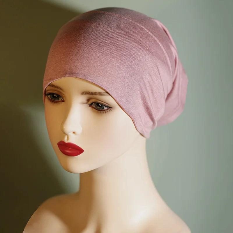Fashion Women Inner Hijab Tube Muslim Cap Bonnet Plain Islamic Underscarf Bamboo Jersey Undercaps Female Turban Bonnet Round