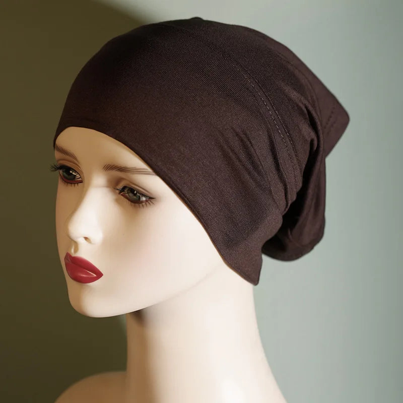 Fashion Women Inner Hijab Tube Muslim Cap Bonnet Plain Islamic Underscarf Bamboo Jersey Undercaps Female Turban Bonnet Round
