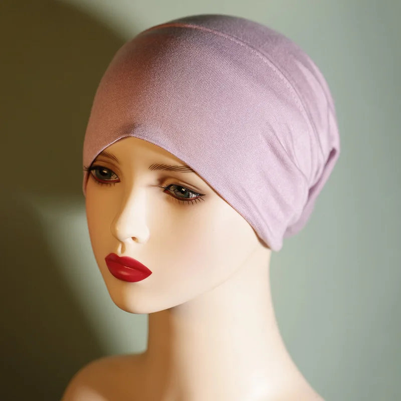 Fashion Women Inner Hijab Tube Muslim Cap Bonnet Plain Islamic Underscarf Bamboo Jersey Undercaps Female Turban Bonnet Round