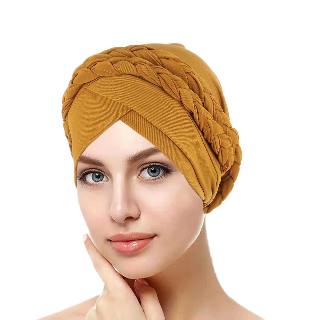 New European and American Spring and Autumn Muslim Baotou Hat Two Milk Silk Monochrome Braid Headscarf Hat