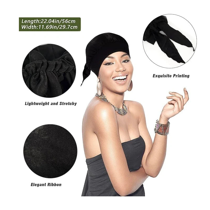 2PCS/LOT Women Muslim Pre-Tied Turban Cap Headscarf Hijab Chemo Hat Hair Loss Headscarf Wrap Strech Bandana Hair Accessories
