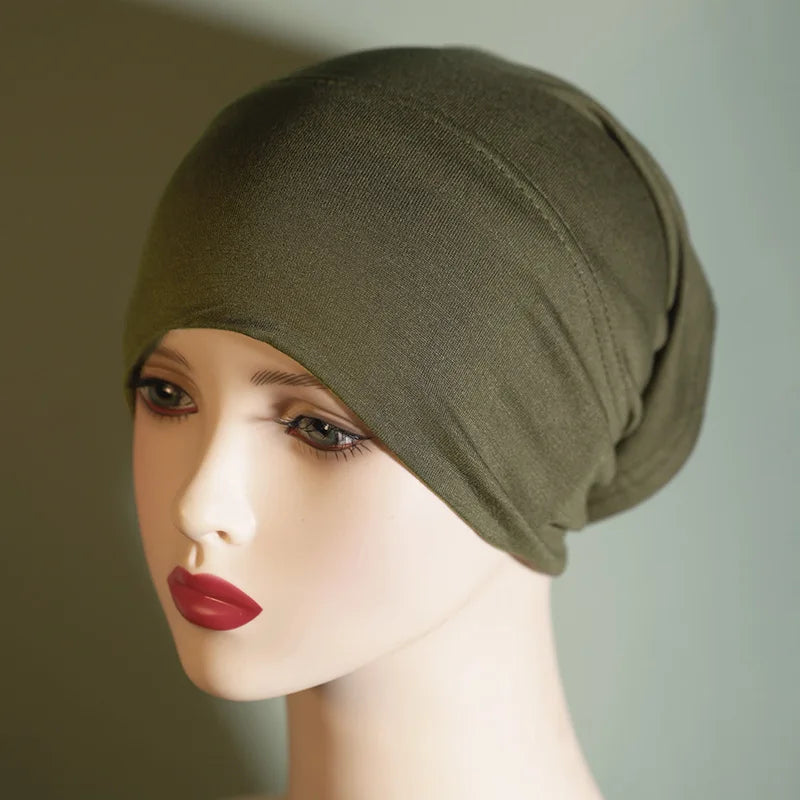 Fashion Women Inner Hijab Tube Muslim Cap Bonnet Plain Islamic Underscarf Bamboo Jersey Undercaps Female Turban Bonnet Round