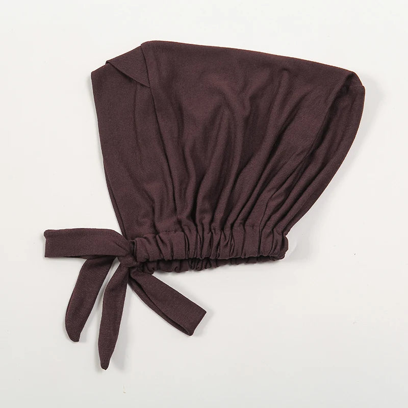Fashion Cotton Jersey Forehead Cross Inner Hijab Cap Underscarf Tie Back Adjustable Muslim Under Scarf Women Inner Hijab Band