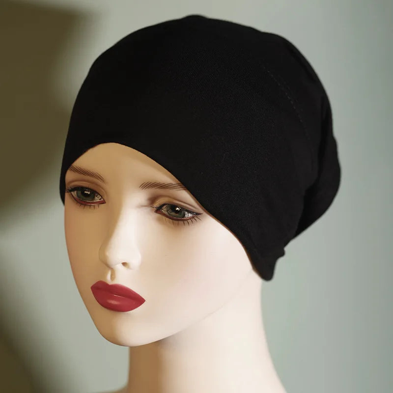 Fashion Women Inner Hijab Tube Muslim Cap Bonnet Plain Islamic Underscarf Bamboo Jersey Undercaps Female Turban Bonnet Round