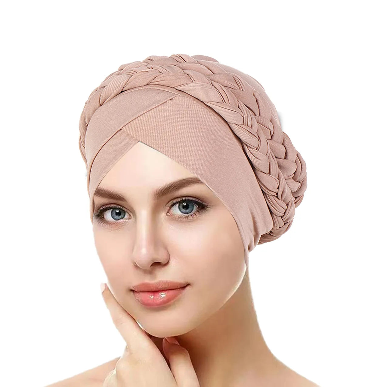 New European and American Spring and Autumn Muslim Baotou Hat Two Milk Silk Monochrome Braid Headscarf Hat