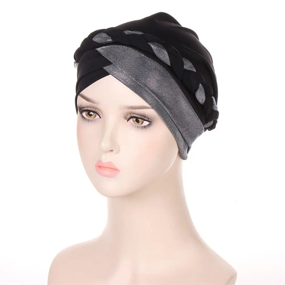 Lady Islamic Headwear Braid Head Wrap Chemo Cap Turban Hat Sleep Cap Cancer Hat