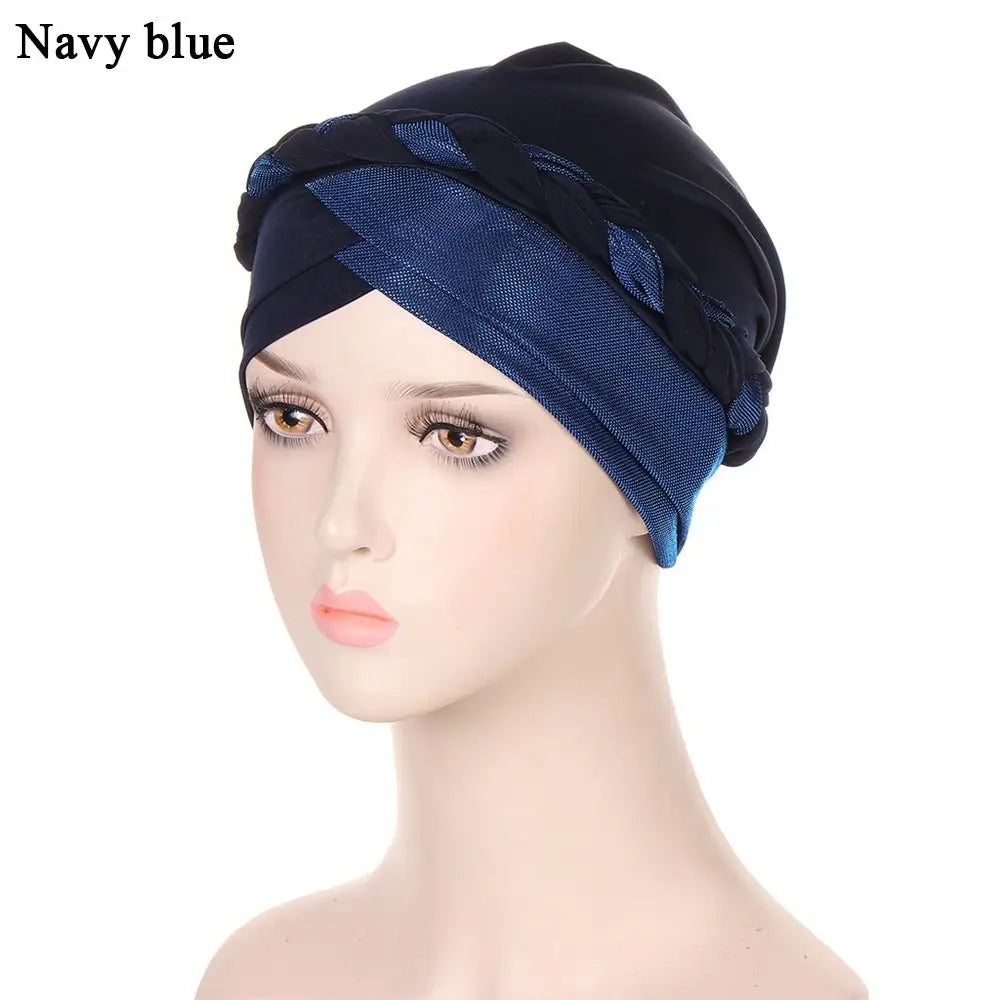 Lady Islamic Headwear Braid Head Wrap Chemo Cap Turban Hat Sleep Cap Cancer Hat