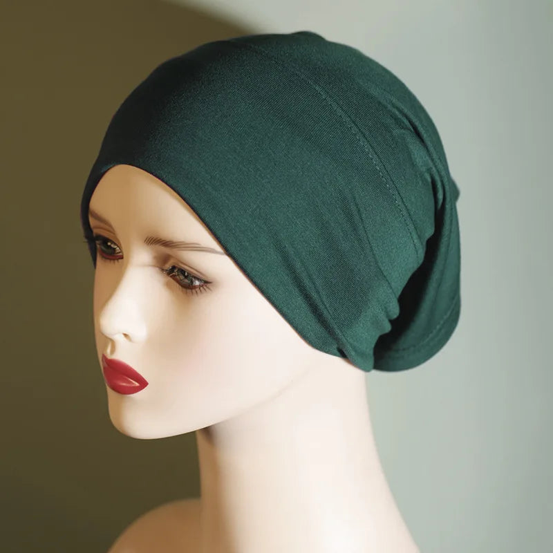 Fashion Women Inner Hijab Tube Muslim Cap Bonnet Plain Islamic Underscarf Bamboo Jersey Undercaps Female Turban Bonnet Round