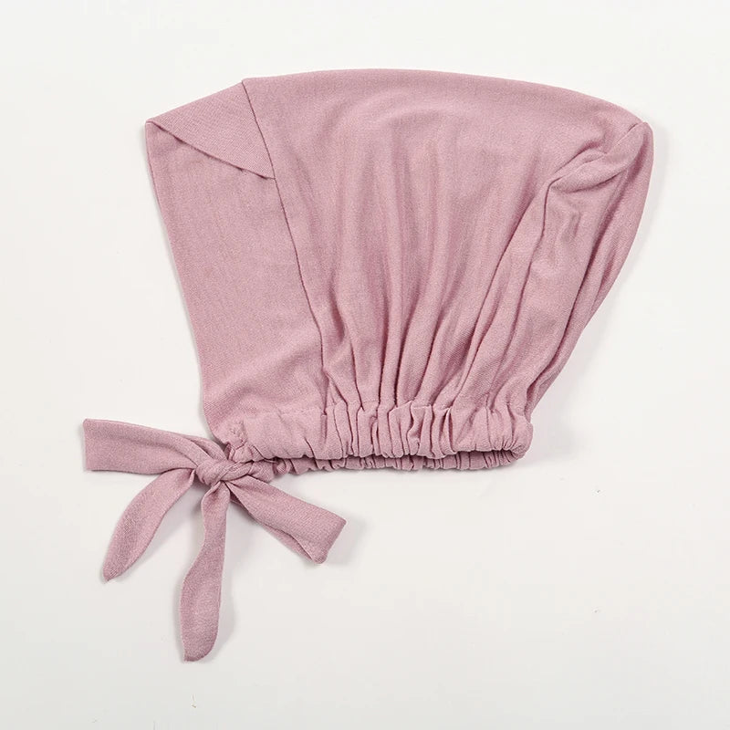 Fashion Cotton Jersey Forehead Cross Inner Hijab Cap Underscarf Tie Back Adjustable Muslim Under Scarf Women Inner Hijab Band