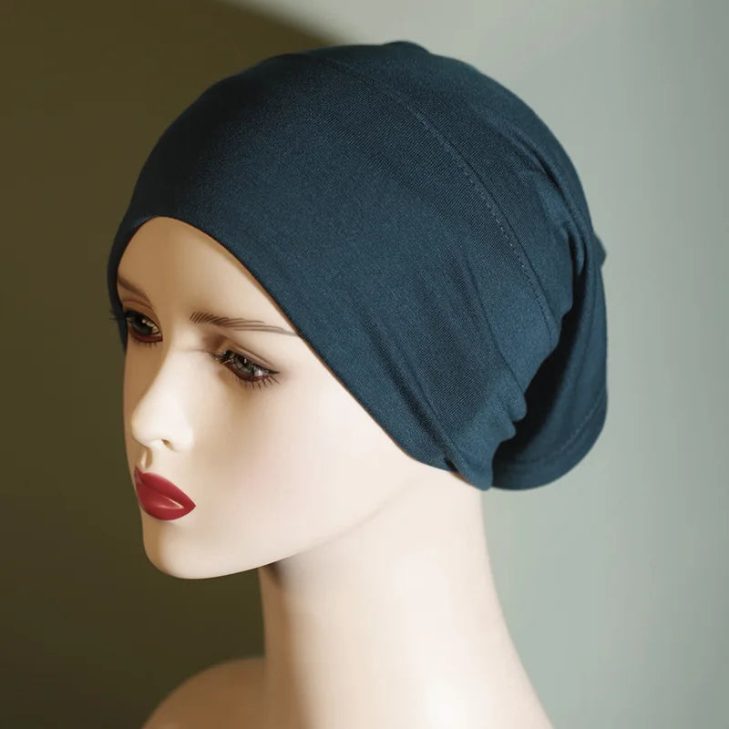 Fashion Women Inner Hijab Tube Muslim Cap Bonnet Plain Islamic Underscarf Bamboo Jersey Undercaps Female Turban Bonnet Round