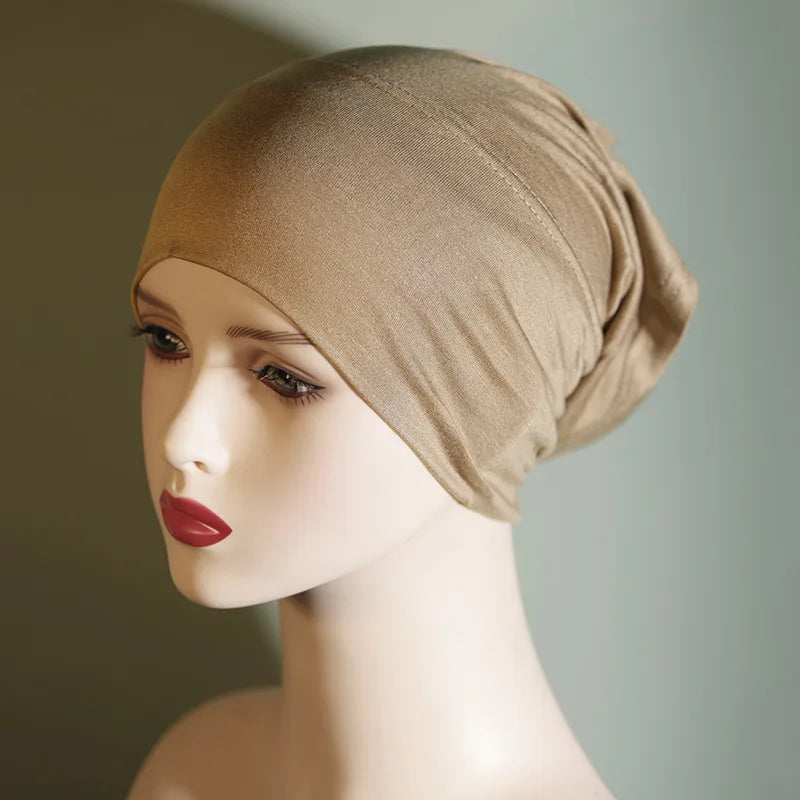 Fashion Women Inner Hijab Tube Muslim Cap Bonnet Plain Islamic Underscarf Bamboo Jersey Undercaps Female Turban Bonnet Round