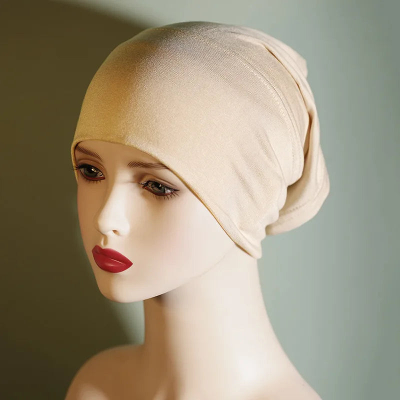 Fashion Women Inner Hijab Tube Muslim Cap Bonnet Plain Islamic Underscarf Bamboo Jersey Undercaps Female Turban Bonnet Round