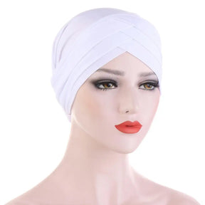 Forehead Cross Muslim Turban Pure Color Stretch Cotton Inner Hijabs For Caps Ready To Wear Women Head Scarf Under Hijab Bonnet