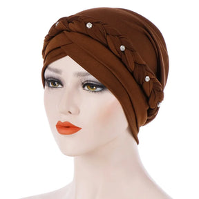Braid Islamic Milk  Silk Polyester  Prayer Hats Wraps Hijab Caps Women Muslim Cap Islamic Hijab Turban