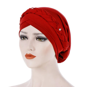 Braid Islamic Milk  Silk Polyester  Prayer Hats Wraps Hijab Caps Women Muslim Cap Islamic Hijab Turban