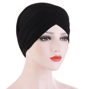 Forehead Cross Muslim Turban Pure Color Stretch Cotton Inner Hijabs For Caps Ready To Wear Women Head Scarf Under Hijab Bonnet