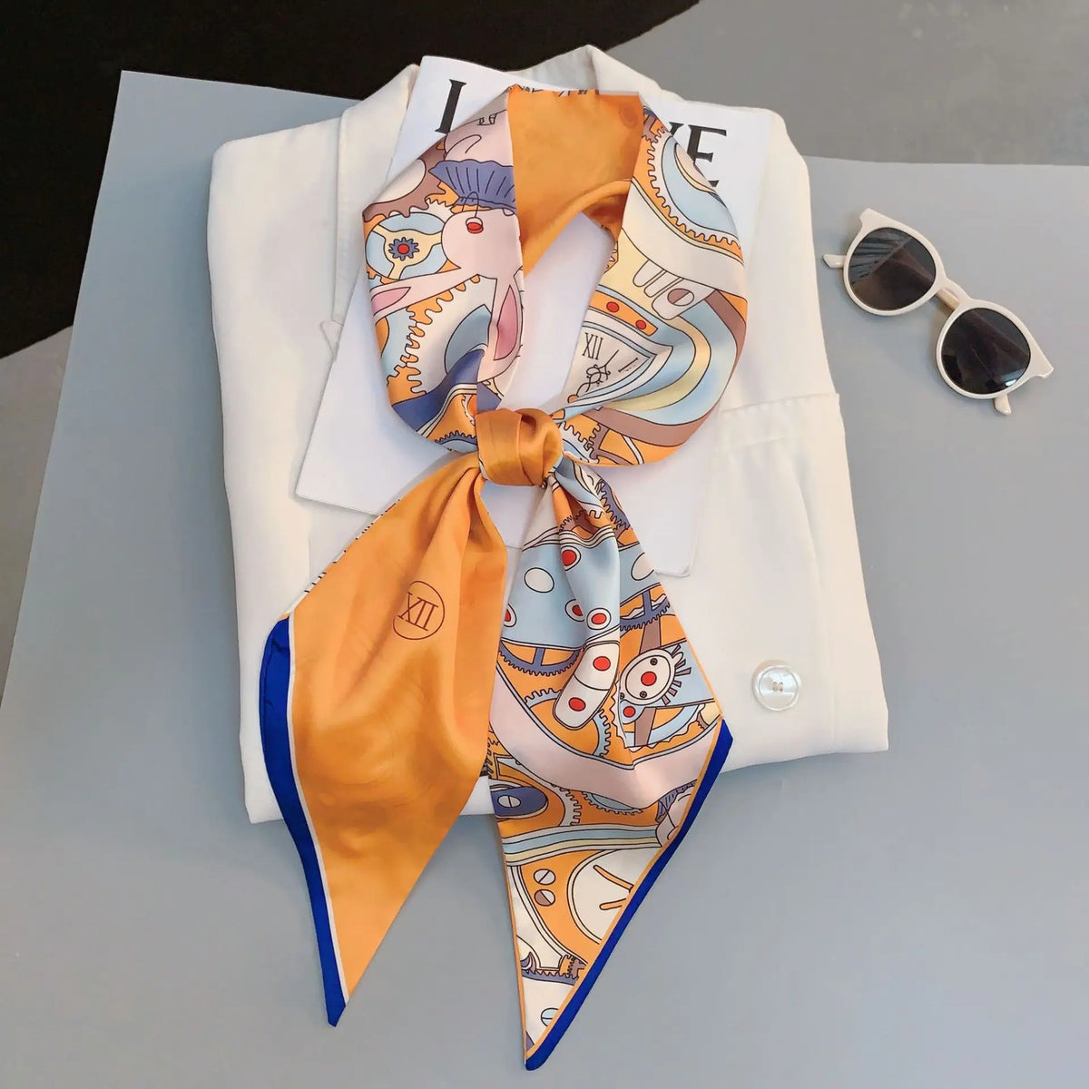 Lenço Feminino Laranja Estampado 15x150cm 