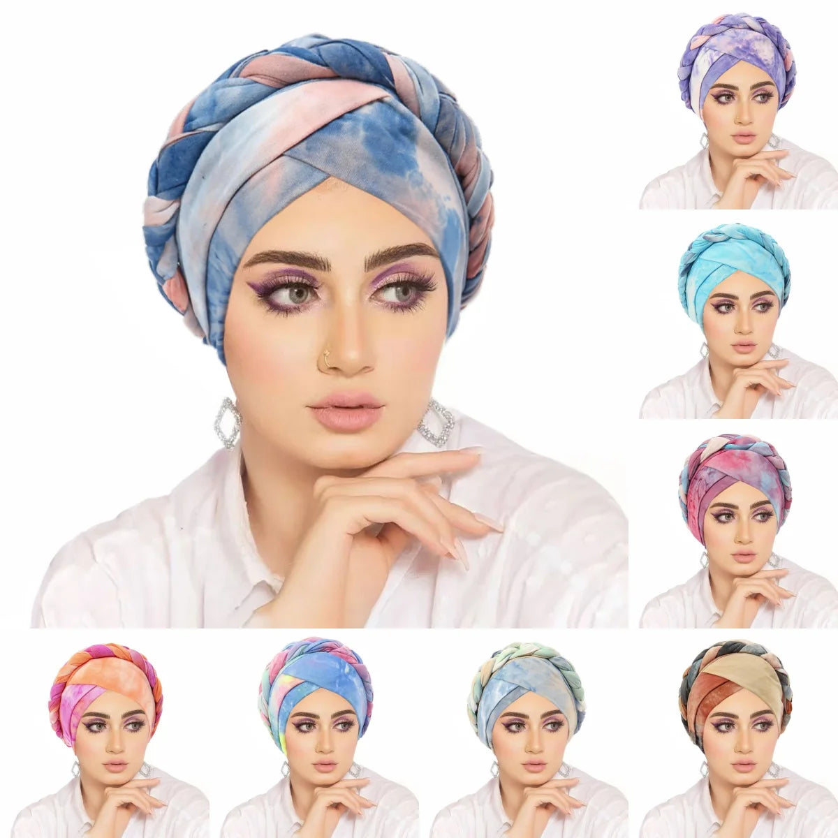 Head Scarf for Muslim Women Bohemia Print Braid Turban Bonnet Hijab Caps Inner Hijabs Femme Musulman Arab Wrap Turbantes