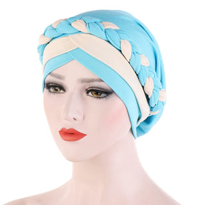 Colorblock Twisted Hijab Turban Hat for Women African Head Scarf Beanie Cancer Chemo Headwear Cap Head Wraps Women
