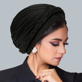 Solid Color Braid Muslim Hijab Caps Crossed Forehead Women Wrap Head Soft Elastic  Fashion Indian Turban Bonnet